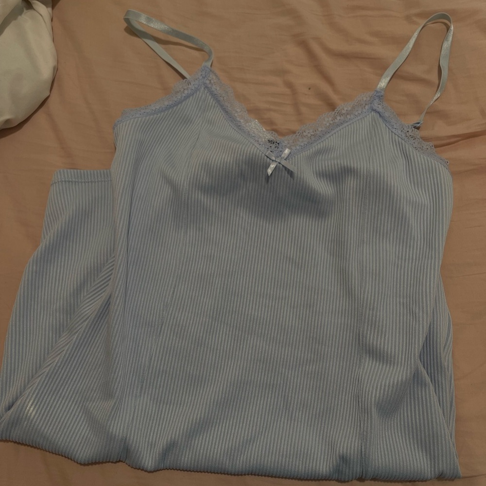 H&M Light Blue Striped Midi Dress